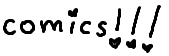 animated gif of the word 'comics' with 3 exclamation points