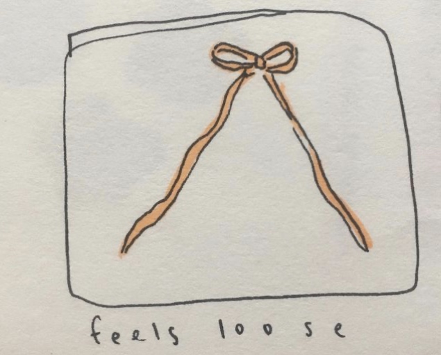 a drawing of a bow, nearly undone