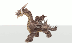 gif of an animated 3d dragon walking and biting the air