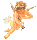a gif of a sparkly baby angel, wings flapping